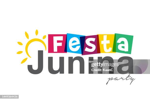 festa junina party design stock vector illustration, brazilian traditional celebration festa junina. - summer vacation logo stock illustrations