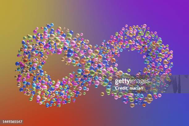 an infinite symbol composed of a group of colorful balls - noeud coulant en huit photos et images de collection