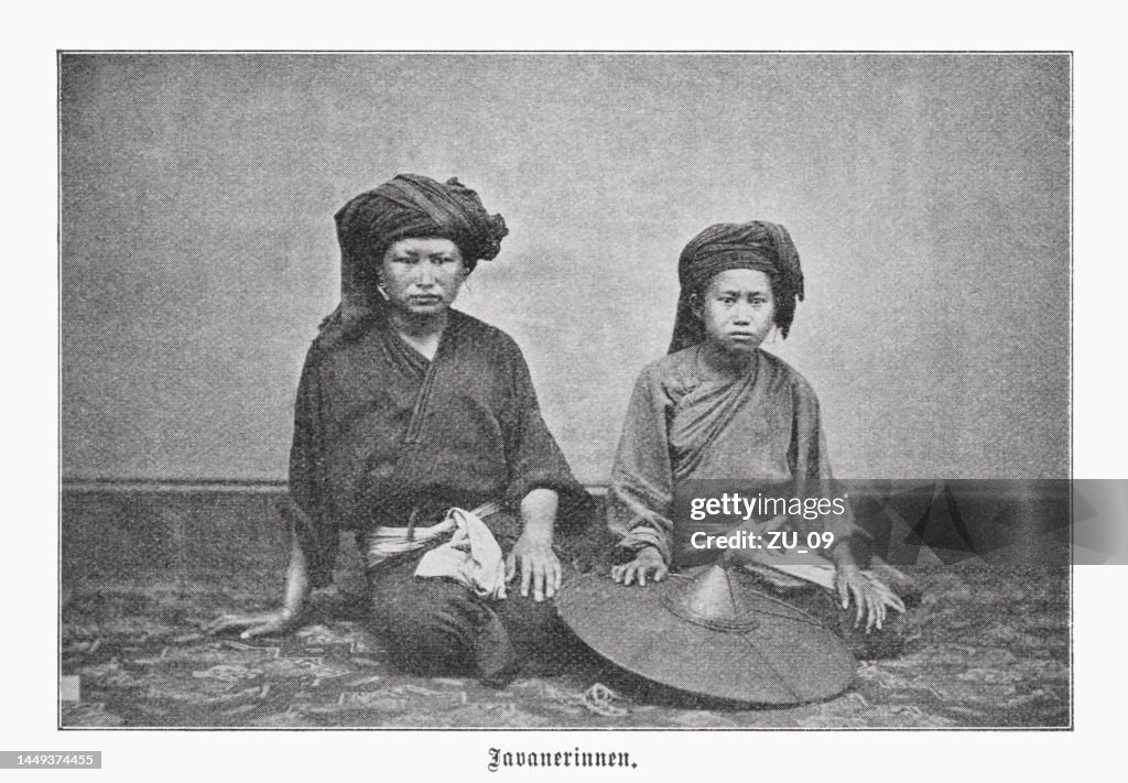 Young Girls From Java Indonesia Halftone Print Published In 1899 High ...