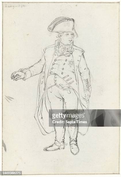 Study for the departure of Willem V to England, 18 January 1795, Dirk Langendijk Study for the figure of the prince in the representation of the...