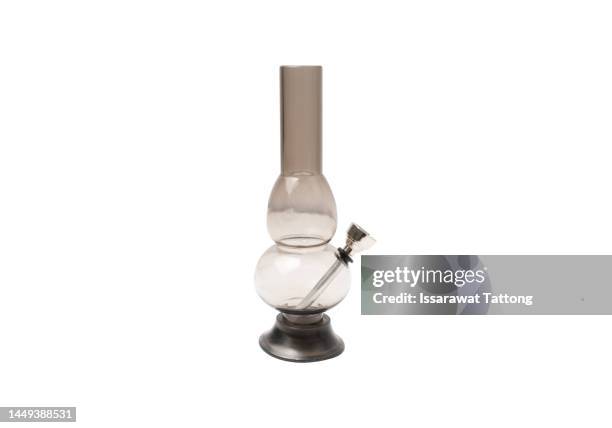 a pipe for smoking marijuana, marijuana hookah isolated on white - bong stockfoto's en -beelden