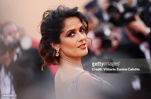 Salma Hayek attends the 'Once Upon A Time' Premiere during 65th Annual Cannes Film Festival during at Palais des Festivals on May 18, 2012 in Cannes,...