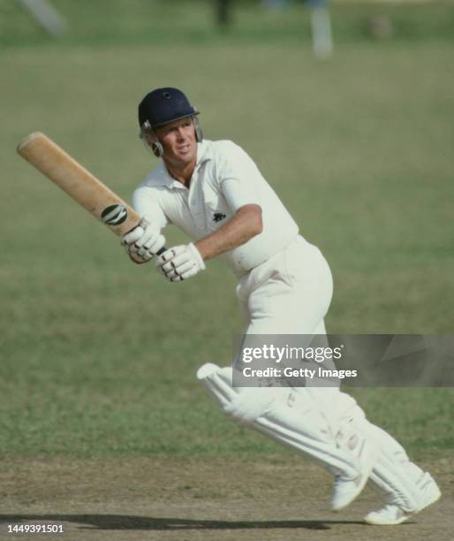 England batsman Geoff Boycott in batting action during a tour match on the 1981 tour to the West Indies.