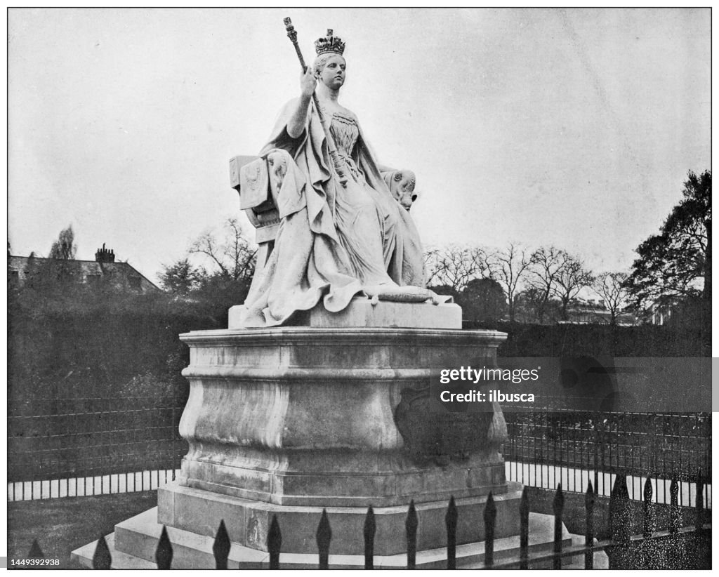 Antique photograph of London: Statue of Queen Victoria, Kensington Gardens