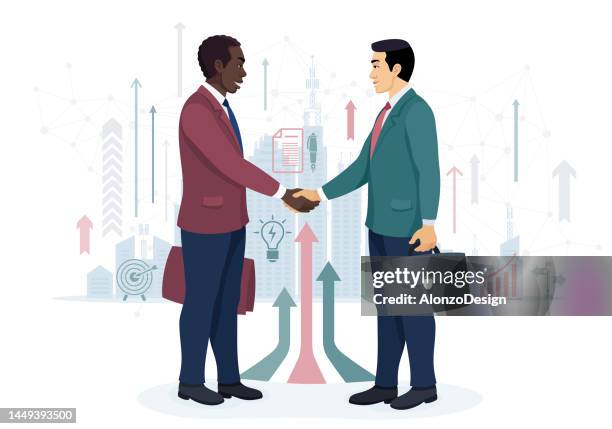 business partners shaking hands. - japanese greeting stock illustrations