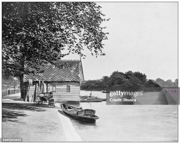 antique photograph of london: the serpentine - the serpentine london stock illustrations