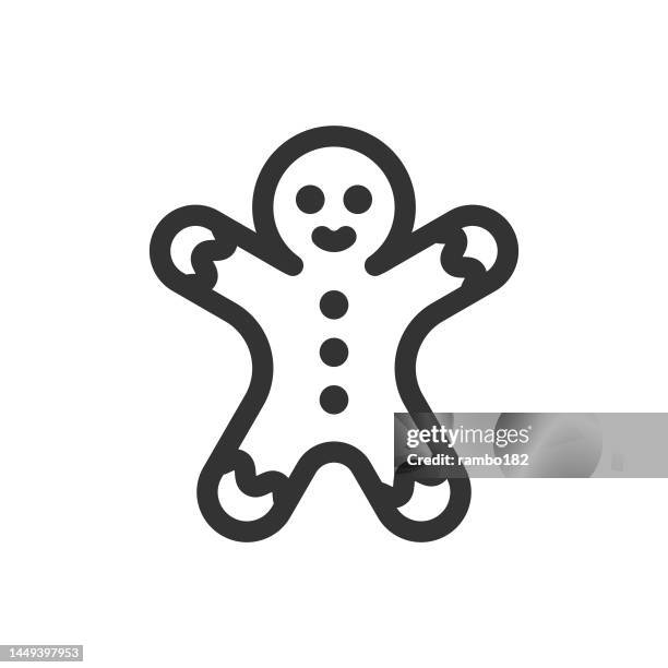 gingerbread line vector icon. editable stroke. pixel perfect. for mobile and web. - ginger root stock illustrations