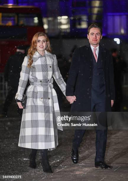Princess Beatrice and Edoardo Mapelli Mozzi attend the 'Together at Christmas' Carol Service at Westminster Abbey on December 15, 2022 in London,...