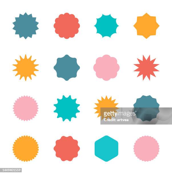 starburst stickers - sun flare stock illustrations