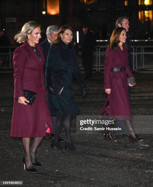 Zara Phillips, Michael Middleton, Carole Middleton, Pippa Middleton and James Matthews attend the 'Together at Christmas' Carol Service at...