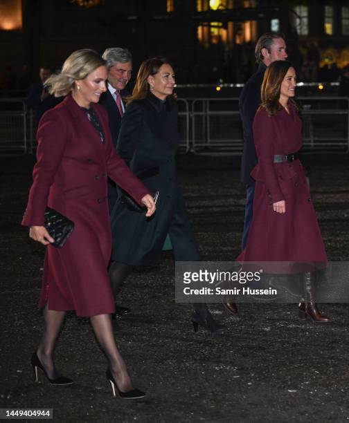 Zara Phillips, Michael Middleton, Carole Middleton, James Matthews and Pippa Middleton attend the 'Together at Christmas' Carol Service at...