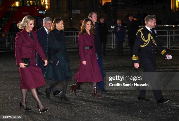 Zara Phillips, Michael Middleton, Carole Middleton, Pippa Middleton, James Matthews and Rob Dixon attend the 'Together at Christmas' Carol Service at...