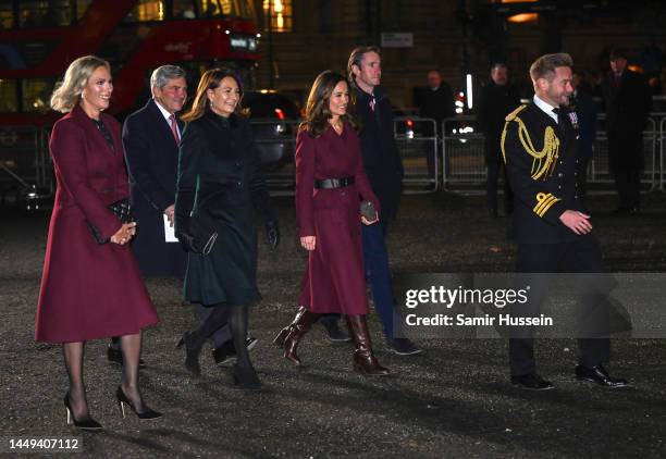 Zara Phillips, Michael Middleton, Carole Middleton, Pippa Middleton, James Matthews and Rob Dixon attend the 'Together at Christmas' Carol Service at...