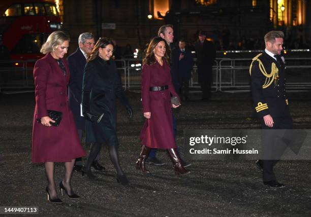 Zara Phillips, Michael Middleton, Carole Middleton, Pippa Middleton, James Matthews and Rob Dixon attend the 'Together at Christmas' Carol Service at...