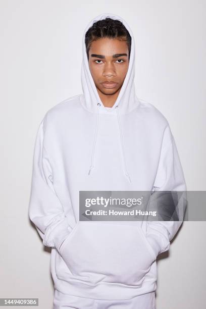 white hoody guy - hoodie stock pictures, royalty-free photos & images