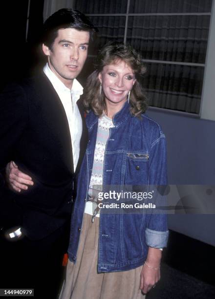 Actor Pierce Brosnan and wife Cassandra Harris attend the "The Year of Living Dangerously" Premiere Party on January 26, 1983 at the MGM Commissary...