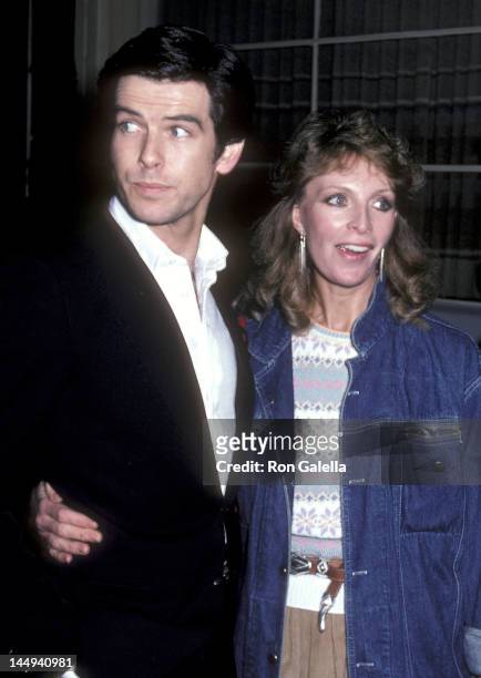Actor Pierce Brosnan and wife Cassandra Harris attend the "The Year of Living Dangerously" Premiere Party on January 26, 1983 at the MGM Commissary...
