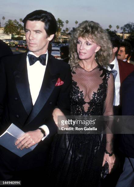 Actor Pierce Brosnan and wife Cassandra Harris attend the 10th Annual People's Choice Awards on March 15, 1984 at the Santa Monica Civic Auditorium...
