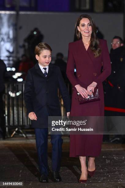 Prince George of Wales and Catherine, Princess of Wales attend the 'Together at Christmas' Carol Service at Westminster Abbey on December 15, 2022 in...