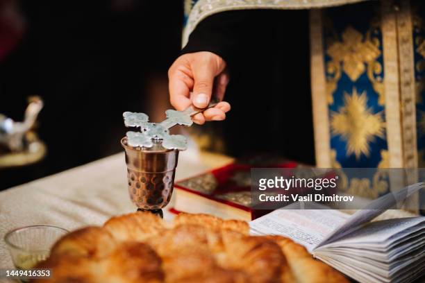 divine liturgy. christian ritual. - orthodox stock pictures, royalty-free photos & images