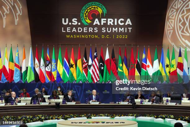 President Joe Biden delivers remarks during the Leaders Session – Partnering on Agenda 2063 at the U.S. - Africa Leaders Summit on December 15, 2022...