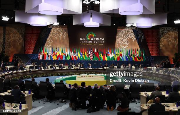 President Joe Biden speaks during the Leaders Session – Partnering on Agenda 2063 at the U.S. - Africa Leaders Summit on December 15, 2022 in...