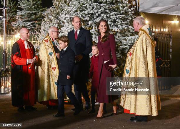 Prince George of Wales, William, Prince of Wales, Princess Charlotte of Wales, and Catherine, Princess of Wales depart from the 'Together at...