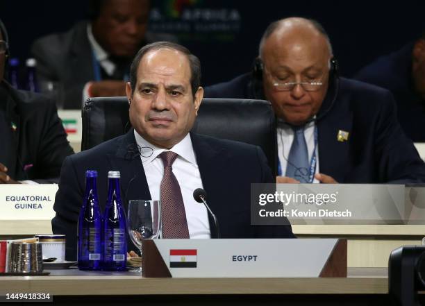 Egyptian President Abdel Fattah El-Sisi participates in the Leaders Session – Partnering on Agenda 2063 at the U.S. - Africa Leaders Summit on...