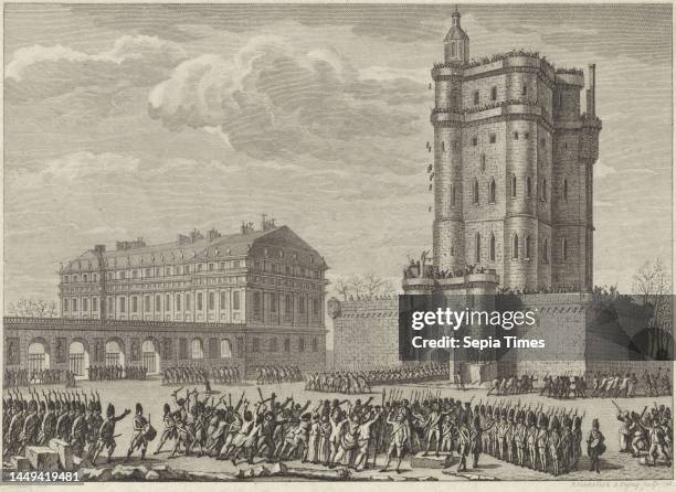 Attack on the castle of Vincennes, February 1791. The troops of the Marquis de La Fayette drove off the people who had occupied and plundered the...