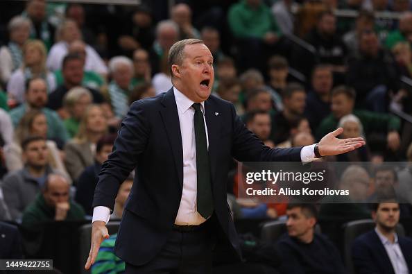 Coach Zalgiris Kazys Maksvytis, Head Coach of Zalgiris Kaunas in action during the ...