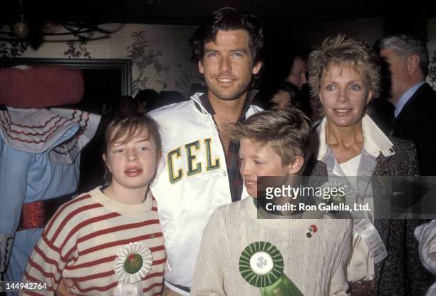 Actor Pierce Brosnan, wife Cassandra Harris, daughter Charlotte Harris and son Christopher Harris attend the First Annual Beverly Hills St. Patrick's...