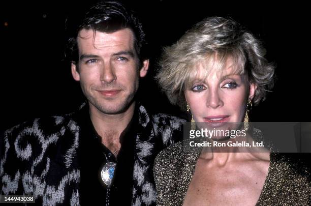 Actor Pierce Brosnan and wife Cassandra Harris attend the "Nomads" Premiere Party on March 6, 1986 at the Limelight in New York City.
