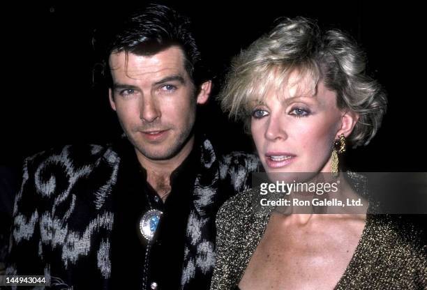 Actor Pierce Brosnan and wife Cassandra Harris attend the "Nomads" Premiere Party on March 6, 1986 at the Limelight in New York City.