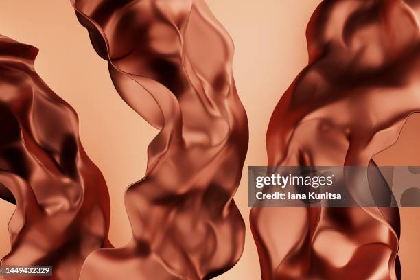 beautiful futuristic abstract brown, beige background. 3d pattern. - oil flow stockfoto's en -beelden