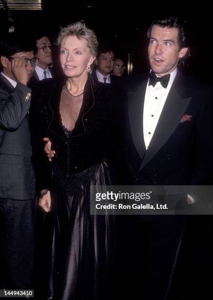 Actor Pierce Brosnan and wife Cassandra Harris attend the "3 Penny Opera" Broadway Musical Opening Night Performance on November 5, 1989 at the...
