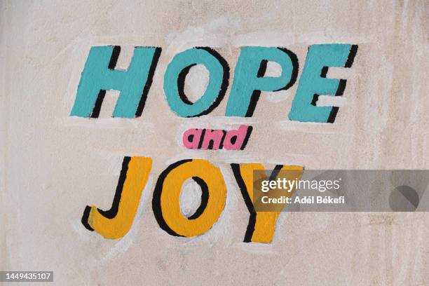 "hope and joy" text - petizione foto e immagini stock