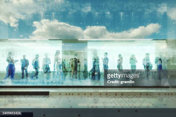 side view of business people walking modern business office corridor - business woman plain background stock pictures, royalty-free photos & images