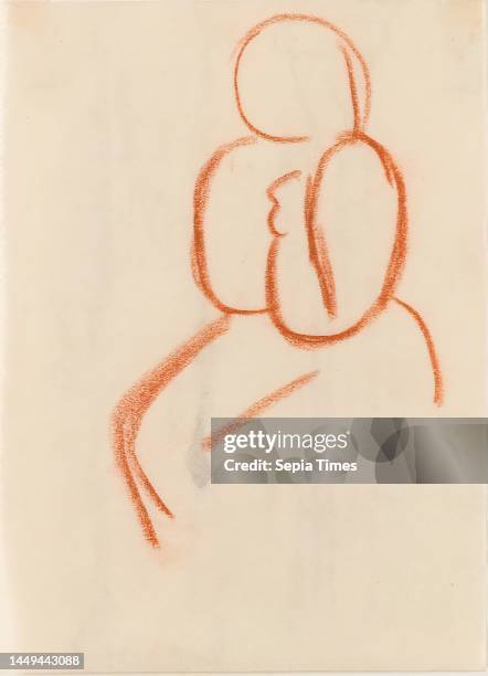 Gustav Heinrich Wolff, Sketch of a Seated Person , Red chalk, parchment, drawing, red chalk on parchment, Total: Height: 17.3 cm; Width: 12.6 cm,...