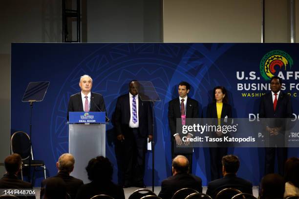 Owen Hegarty, Executive Chairman, EMR Capital speaks on stage during Presentation of Green Energy Mining Deal as U.S., African Companies Announce New...