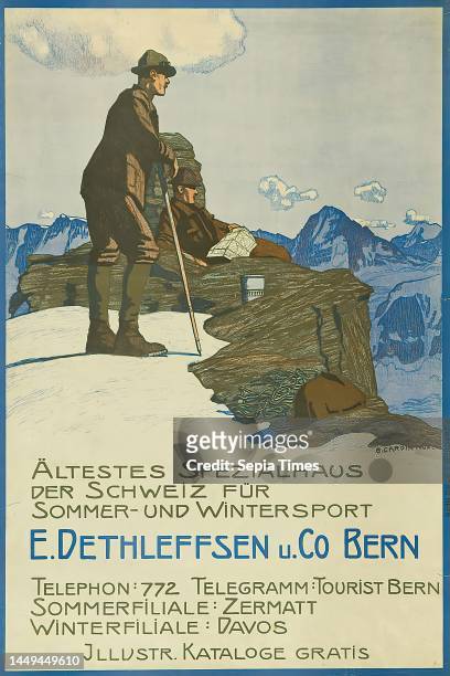 Emil Cardinaux, Hubacher & Co. AG, Switzerland's oldest specialized house for summer and winter sports. E. Dethleffsen u. Co Bern, lithography,...