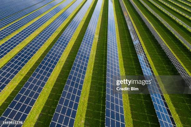 solar power station, aerial view - natural repetition stock pictures, royalty-free photos & images