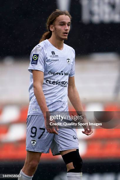 Yanis Massolin of Clermont looks on during the friendly match between Valencia CF and Clermont at Antonio Puchades Stadium on December 09, 2022 in...