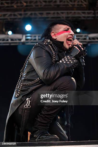 Marilyn Manson performs live during the 2012 Rock On The Range festival at Crew Stadium on May 20, 2012 in Columbus, Ohio.