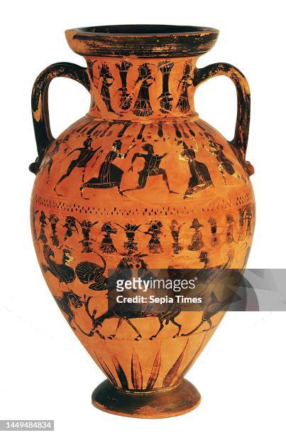 Castellani painter, Tyrrhenian amphora , clay, quickly turned, painted , alternately fired, clay, total: height: 41.6 cm; diameter: 24.7 cm; muzzle...