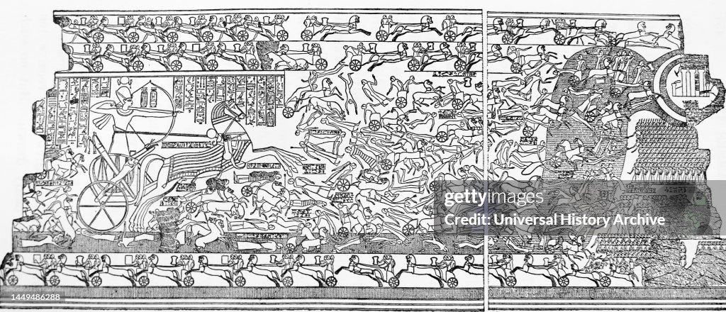 Kadesh Reyes Battle scene from the Great Kadesh Reliefs of Ramses II on the walls ...