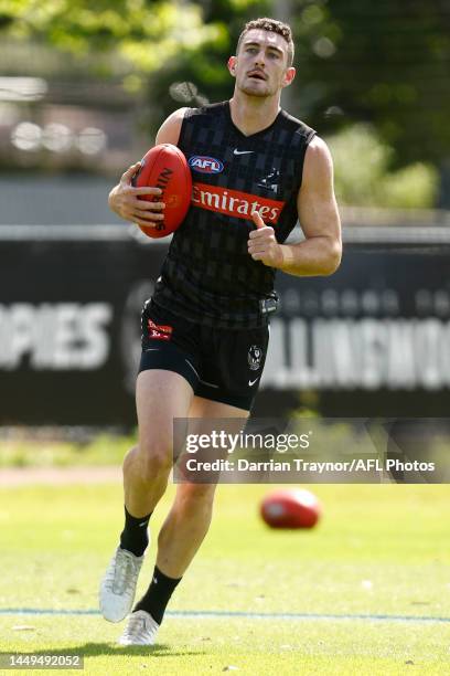 Daniel McStay of the Magpies is seen during a Collingwood Magpies AFL training session at AIA Centre on December 16, 2022 in Melbourne, Australia.