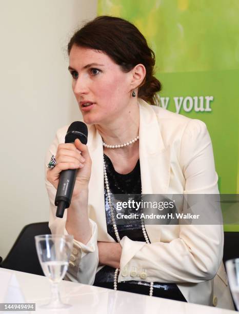 Maria Pazoukhine attends the Russian Film Panel during the 65th Annual Cannes Film Festival at the Russian Pavillion on May 21, 2012 in Cannes,...