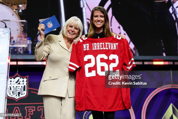 Brock Purdy is presented as “Mr. Irrelevant” as he is selected by the San Francisco 49ers for the final pick of the 2022 NFL Draft on April 30, 2022...