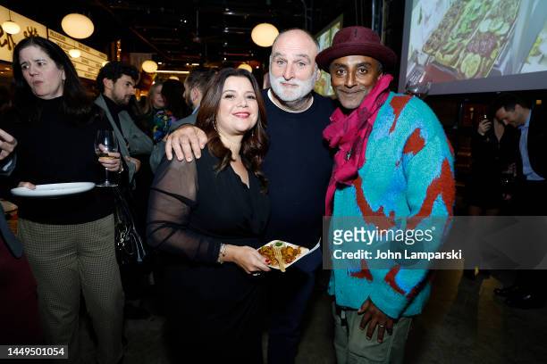 Ana Navarro, Jose Andres and Marcus Samuelsson attend José Andrés and Family in Spain D+ Series reception at Mercado Little Spain on December 15,...