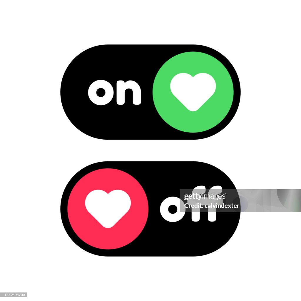 On And Off Switch Buttons With Heart Shapes High-Res Vector Graphic ...